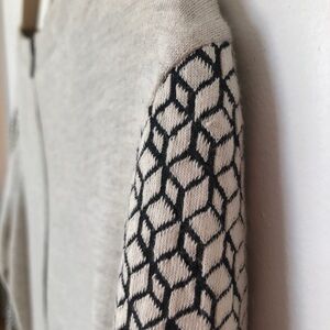 W118 by Walter Baker black and off-white geometric fit and flare dress